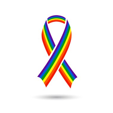 Lgbt topluluğunun gurur konsepti için gökkuşağı renkli kurdele farkındalık simgesi