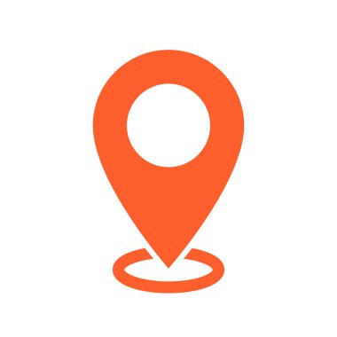 Turuncu küresel GPS navigasyon simgesinin yerini belirledi. Harita pin sembolü. Konum işareti