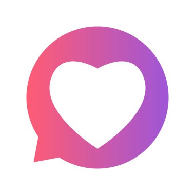 Sosyal mobil medya baloncuğu ikonunda yeni benzeri için kalp içeren açılır bildirimler. İllüstrasyon uygulaması simgesi favori gönderileri kavramı.