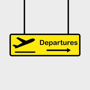sign board at airport showing direction of departure zone clipart