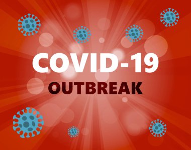 Soyut virüs türü model Roman Coronavirus 2019-ncov kırmızı arka planda Covid-19 salgını. Virüs Salgını Koruma Konsepti