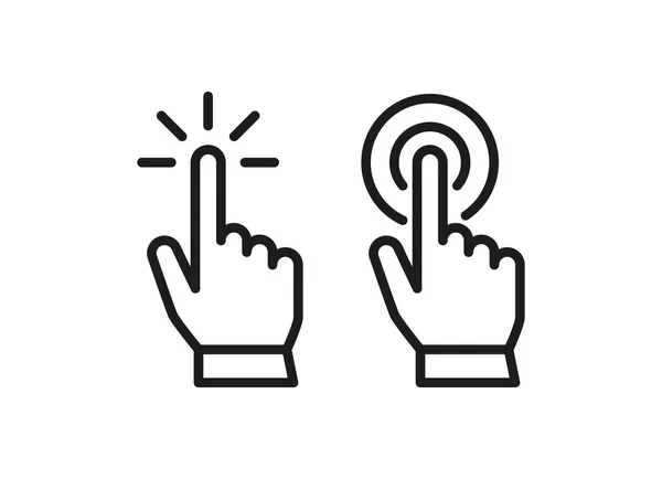 Set Hand Pointer Cursor Mouse Clicking Linear Icon Symbol — Stock Vector