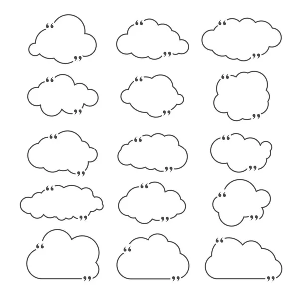 Casella Quotazione Impostata Come Nuvole Isolate Sfondo Bianco Modello Pubblicazione — Vettoriale Stock