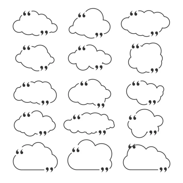 Citar Cuadro Marco Establecido Como Nubes Aisladas Sobre Fondo Blanco — Vector de stock