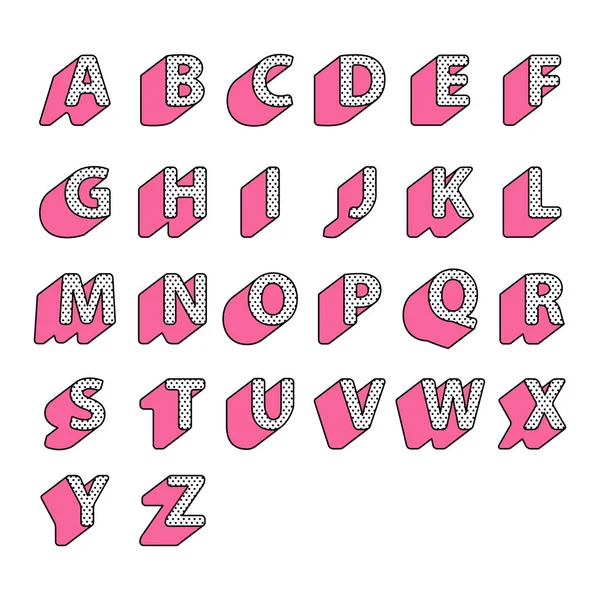 Ensemble Lettres Majuscules Rose Mignon Alphabet Anglais Dans Style Poupée — Image vectorielle