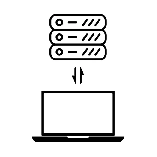 Download Upload Server Laptop Lijn Icoon Computer Met Pijlen Voor — Stockvector