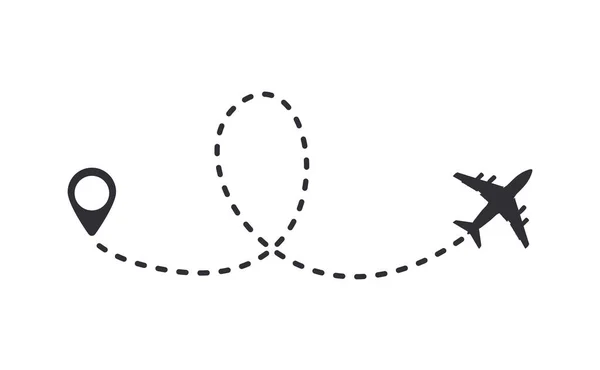 Luftfartygsspår Med Prickad Linje Resenärsspår Markerade Med Streckade Linjer Flygplansspårning — Stock vektor