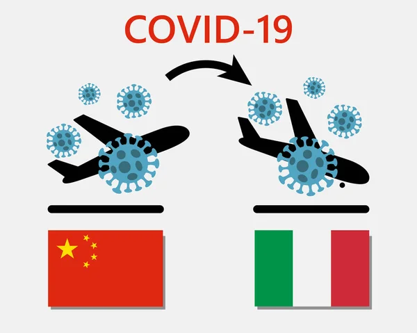 Nouvelle Maladie Virus Corona Covid 2019 Ncov Icône Départ Avion — Image vectorielle