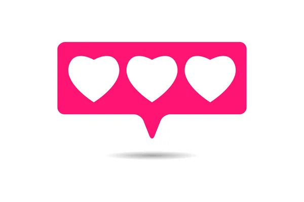 粉色心脏设置在气泡图标 比如白色背景的社交媒体Ui标志 — 图库矢量图片