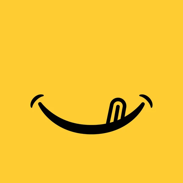 Sorriso Emoticon Com Língua Fundo Amarelo — Vetor de Stock