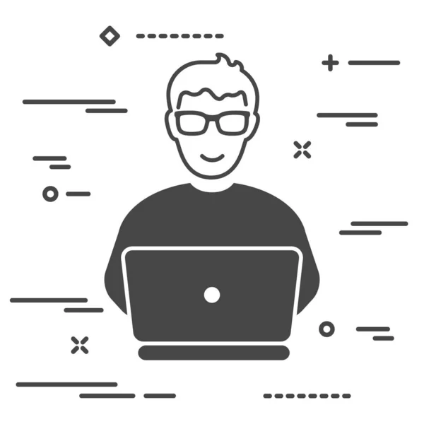 Χρήστης Γραβάτα Εργασίας Φορητό Υπολογιστή Απεικόνιση Έννοια Του Προσώπου Προσωπικό — Διανυσματικό Αρχείο