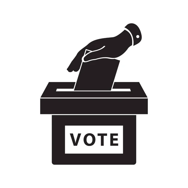 平手将投票公告放入投票箱图标 选举概念 — 图库矢量图片