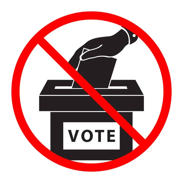 将投票公告放入投票箱图标的平手用红色的停止标志划掉 选举概念 — 图库矢量图片