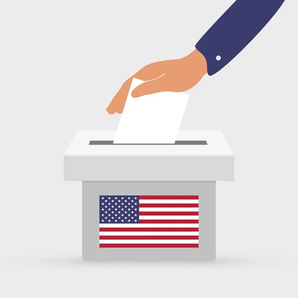 Επίπεδη Χειροκίνητη Τοποθέτηση Ψηφοδελτίου Εικονίδιο Σημαίας Εκλογική Ιδέα Στην Usa — Διανυσματικό Αρχείο