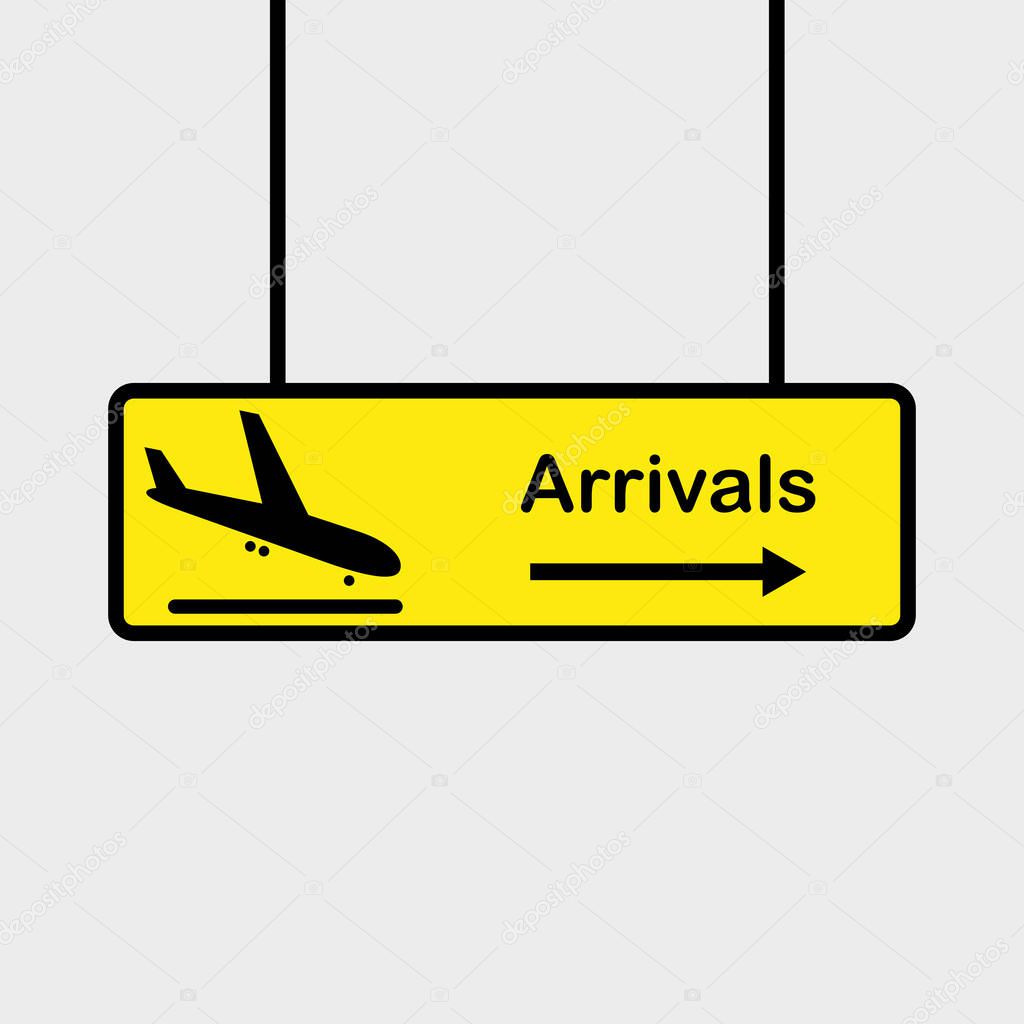 sign board at airport showing direction of arrival area