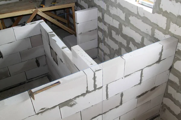 Top View Walls Construction Foam Blocks Walls Country House — 스톡 사진