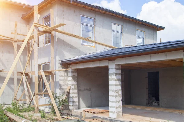 Fassade Des Bau Befindlichen Häuschens Mit Putz Überzogen Und Neue — Stockfoto