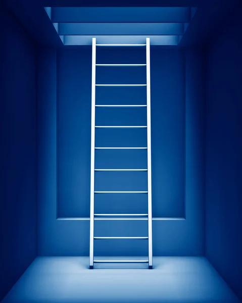 Escalera Representación Interior Con Agujero Techo Tonificado Color Azul Clásico — Foto de Stock