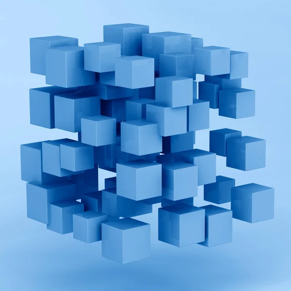 Rendering Abstract Random Shape Cubes Toned Trendy Classic Blue Color — Stock Photo, Image