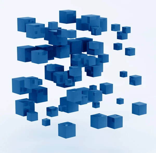 Rendering Abstract Shape Made Cubes Toned Trendy Classic Blue Color — Stock Photo, Image