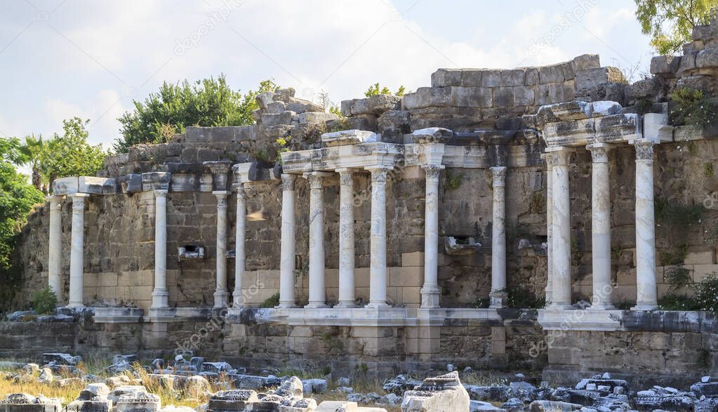 Ruins of Nymphaeum in Side, Turkey