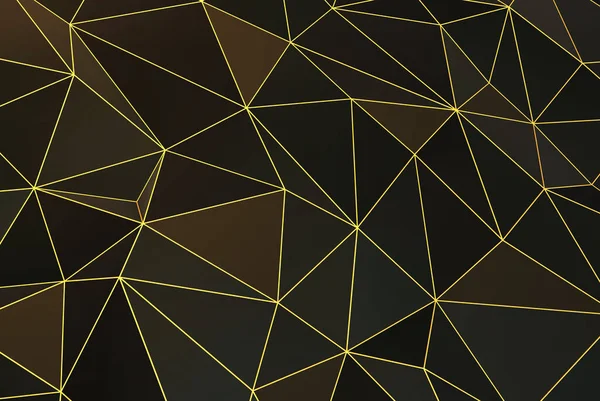 带有金线的抽象三角形黑色背景的3D渲染 — 图库照片
