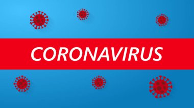 Mavi arka planda COVID-19 Novel Coronavirus (2019-nCoV). Corona Virüs Hastalığı 2019 Salgın Koruma Konsepti
