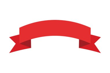 düz kırmızı kurdele pankartı beyaz arkaplanda izole edildi