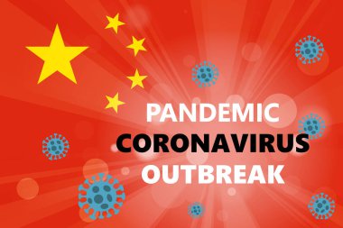 Soyut virüs türü modeli Novel Coronavirus 2019-nCoV kırmızı zemin üzerinde yazılı pandemik koronavirüs salgını. Zatürree Pandemik Koruma Konsepti