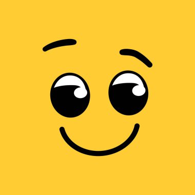 Sarı arkaplanda mutlu bir gülümseme ifadesi
