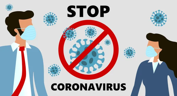 Stop Corona Virus Disease 2019 Pandemic Covid 2019 Ncov Mujer — Vector de stock