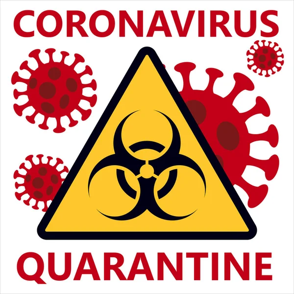 Tanda Zona Karantina Coronavirus Ikon Bahaya Biologi Covid Novel Coronavirus - Stok Vektor