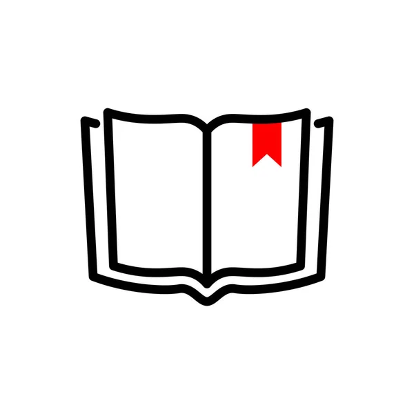 Icono Libro Abierto Con Marcador Rojo — Archivo Imágenes Vectoriales