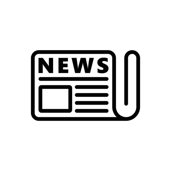 Plat Journal Noir Vecteur Ligne Icône News Symbole Illustration Logo — Image vectorielle
