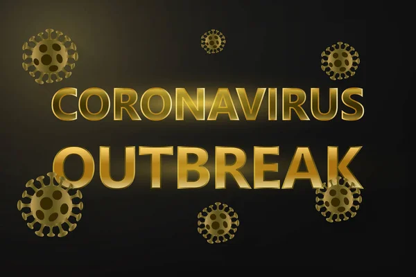 Золотий Covid Wuhan Novel Coronavirus 2019 Ncov Спалах Чорному Тлі — стоковий вектор