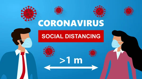 Concepto Mantener Distancia Social Entre Las Personas Durante Nueva Enfermedad — Archivo Imágenes Vectoriales