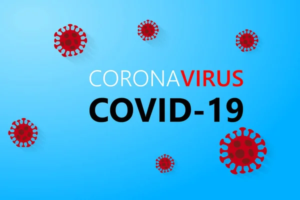 Modèle Abrégé Souche Virale Nouveau Coronavirus Covid Sur Fond Bleu — Image vectorielle