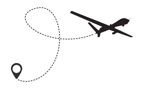 Suivi Des Drones Uav Sur Route Sur Fond Blanc Trajectoire — Image vectorielle