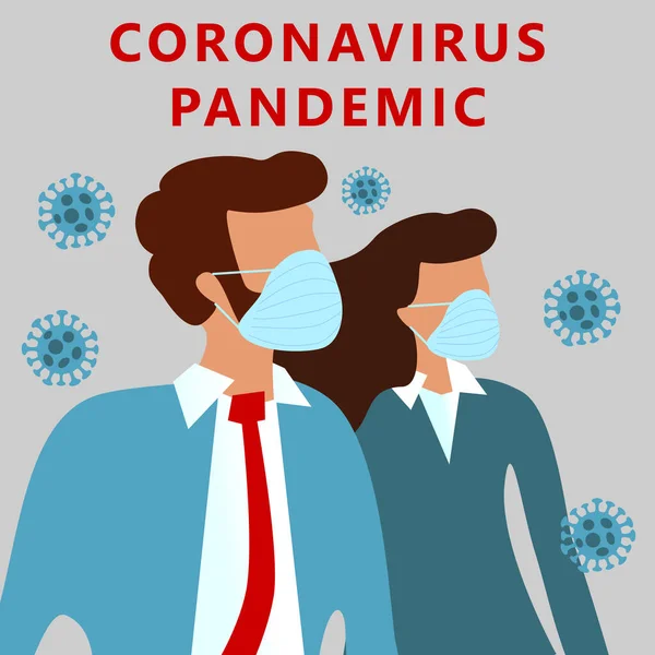 Novel Corona Virus Malattia Pandemica Covid 2019 Ncov Donna Uomo — Vettoriale Stock