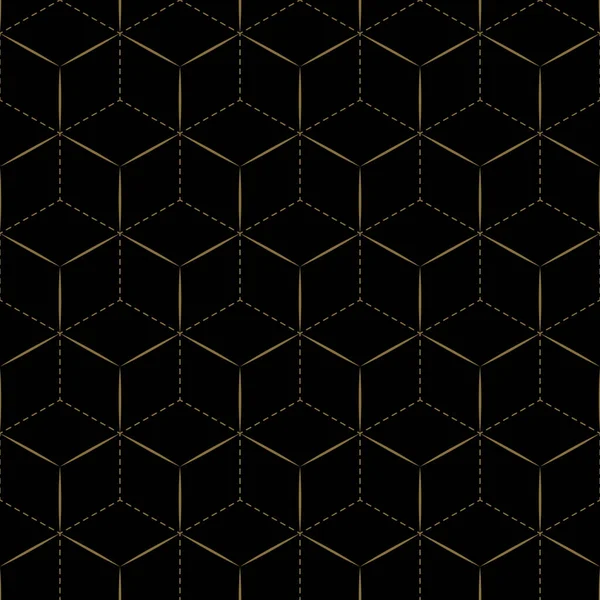 Abstract Golden Geometric Seamless Pattern Triangles Black Background — Stock Vector