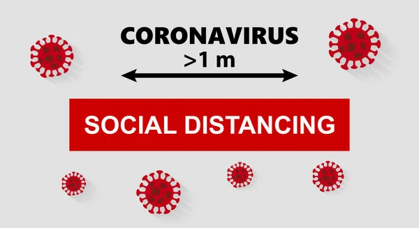 Jauhkan Pemeliharaan Jarak Sosial Wabah Virus Stop Corona 2019 Pandemic - Stok Vektor