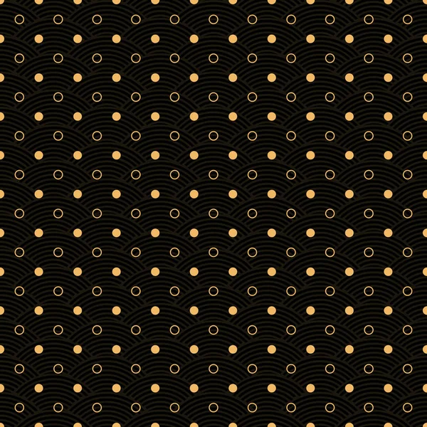 黑色背景上的金斑波几何无缝图案 — 图库矢量图片