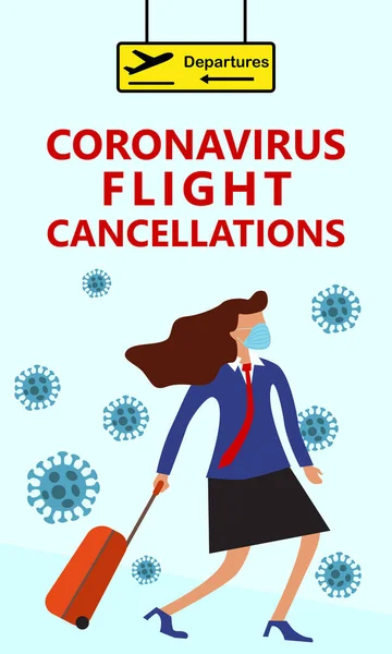 Cancellazioni Volo Coronavirus Pandemic Novel Corona Virus Disease Covid 2019 — Vettoriale Stock