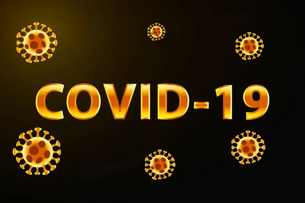 Zlatý Covid Wuhan Novel Coronavirus 2019 Ncov Ohnisko Černém Pozadí — Stockový vektor