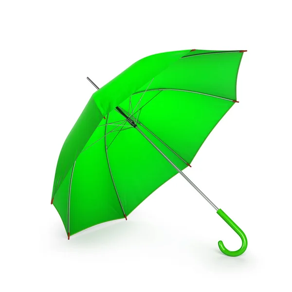 Guarda-chuva verde isolado no fundo branco. Ilustração 3D  . — Fotografia de Stock