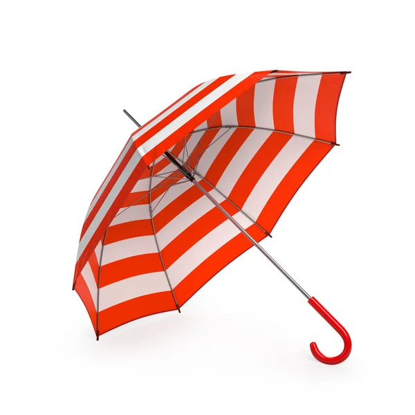 Letní pláž červený deštník izolovaných na bílém pozadí. 3D obrázek . — Stock fotografie