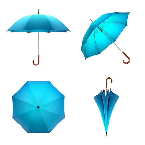 Blue umbrella isolated on white background. 3D illustration . — Stock Photo, Image