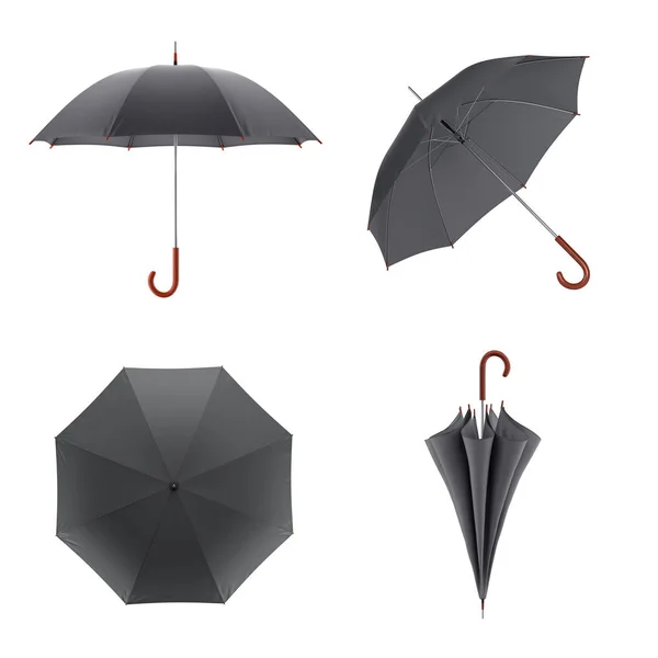 孤立在白色背景上的黑伞。3d 图 . — 图库照片
