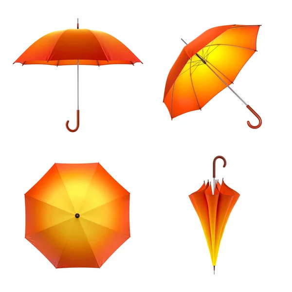 Πορτοκαλί φθινοπωρινά ομπρέλα που απομονώνονται σε λευκό φόντο. 3D απεικόνιση . — Φωτογραφία Αρχείου