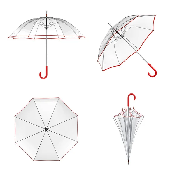Parapluie transparent clair isolé sur fond blanc. Illustration 3D  . — Photo